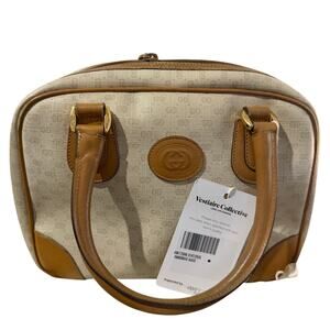 GUCCI Cream GG Monogram Micro Supreme Top Handle Vtg Bag|COA